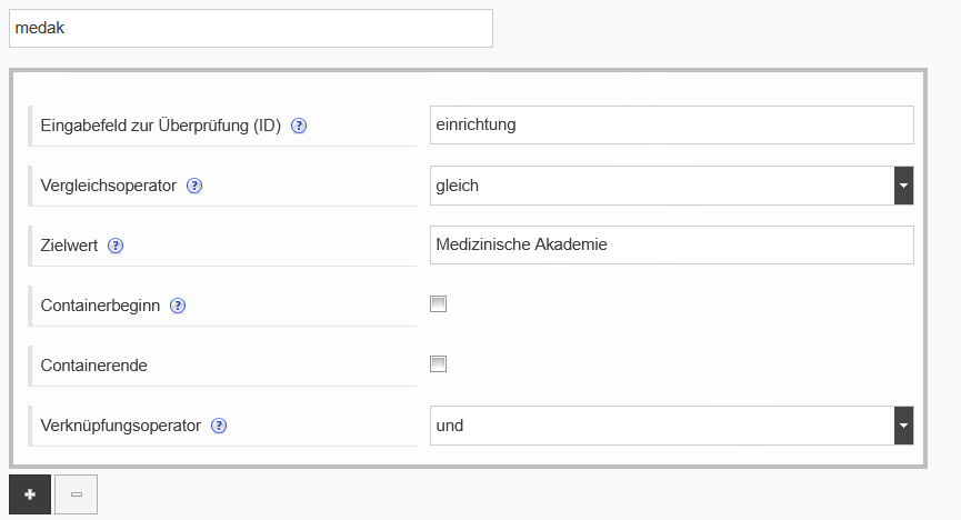 Screenshot der Konfiguration einer Beispielabhängigkeit