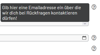 Screenshot einer Kurzbeschreibung in einem Formular Screenshot einer Kurzbeschreibung in einem Formular