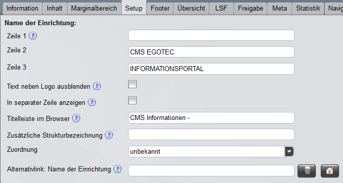 Startseite - Beschriftungen